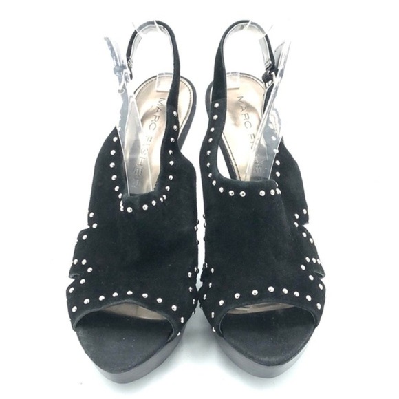Marc Fisher Teron Slingback Heels 9.5 M Black Suede - Picture 2 of 8